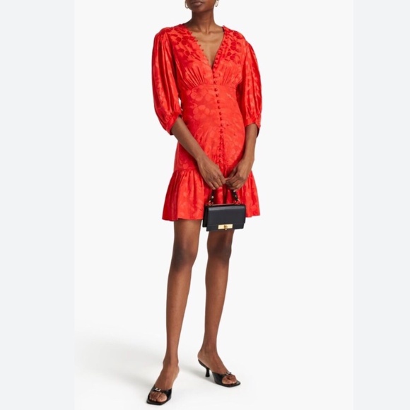 NEW Sandro Azelie Red Floral Mini Dress - Picture 1 of 16